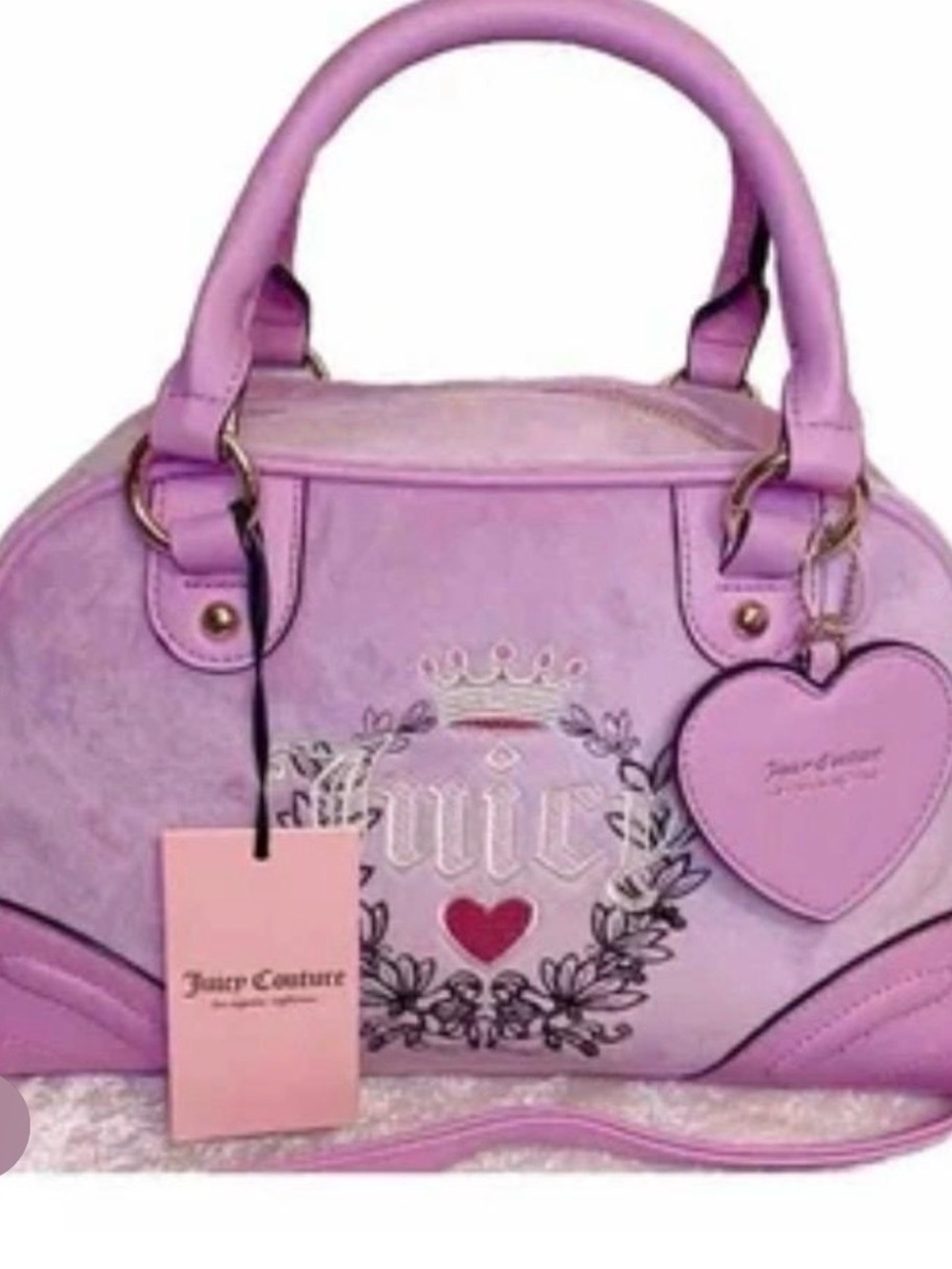 Juicy Couture Lilac Pink Heart Charm Dome Satchel